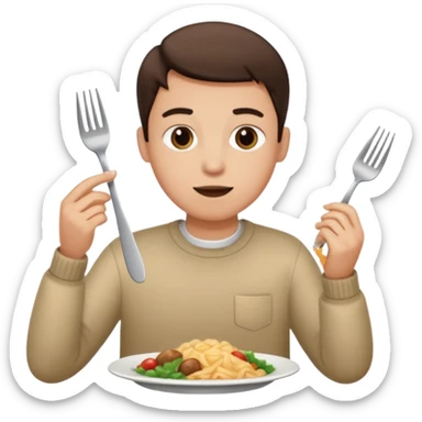 que no sea asiatica, que lleve ropa normal y esté comiendo cualquier comida, sin palillos chinos sticker