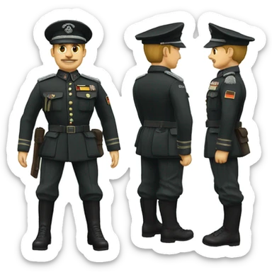 germany 1944 ww2 military officer black uniform sticker