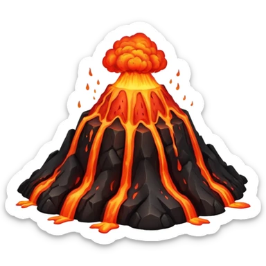 volcano with lava flow sticker
