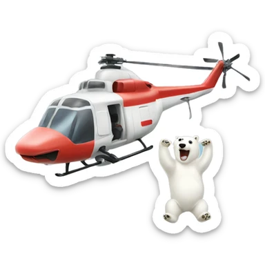 helicopter air lifting a polar bear sticker