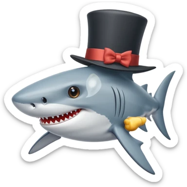 Shark with a top hat sticker