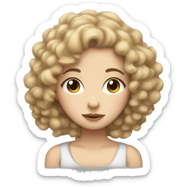 Sleepy white girl with 4a curly hair  sticker