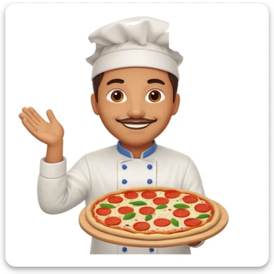 smiling Italian chef spinning pizza dough sticker