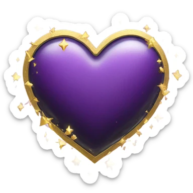 Purple Heart with black little clouds like frame with golden and silver sparks sticker