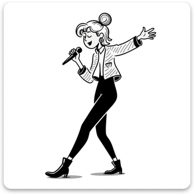 Sabrina Carpenter performing on Short n' Sweet tour, blonde hair, chic outfit sticker