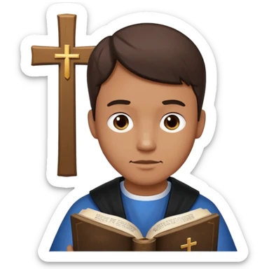 Guy who reads Bible with cross on it sticker