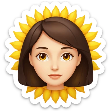 brunette womans face on a sun sticker