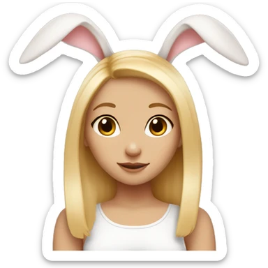 Bunny, light skin girl with blond hair, bunny ear sticker