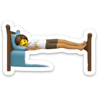 Laying on bed with feet up behind sticker