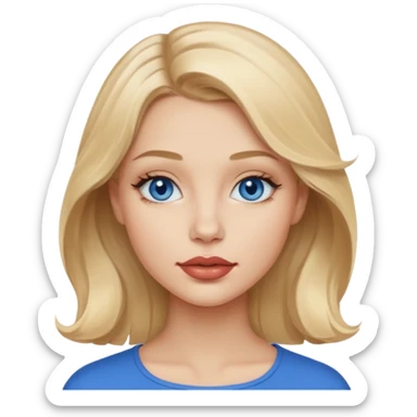 blondynka lekko krecone wlosy i niebieskie oczy obrysowane usta na jasny braz mloda sticker