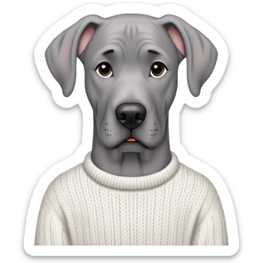  Realistic Grey Great Dane wearing a white knit sweater  sticker