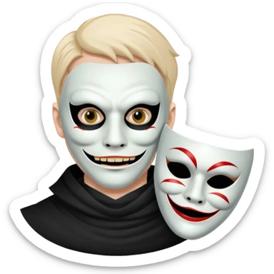 guy holding mask but his face is creepy and very scary sticker
