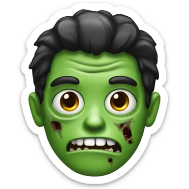 green zombie with black layered hair sticker