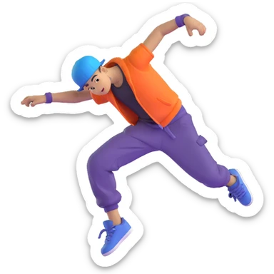 green breakdancer in energetic dance move sticker