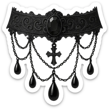 a black goth choker, detailed, elegant, with dark gothic elements sticker