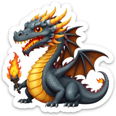 a dark gray dragon with 3 heads that breathes fire sticker