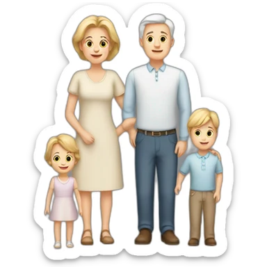 A white family with a mother-a father-two boys twins-old sister sticker