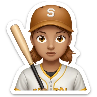 female softball player with light brown hair and hazel eyes sticker