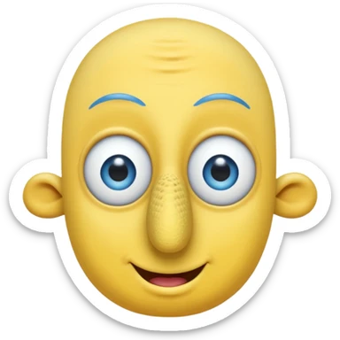 Bob esponja con nariz larga pestañas grandes sin cejas y con los ojos azules sticker