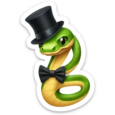 Snake wearing a top hat and a bow tie sticker