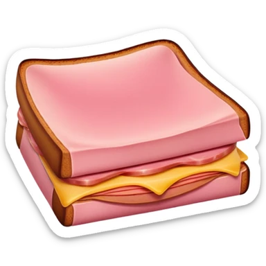 single slice of pink bologna folded in half, emoji style sticker