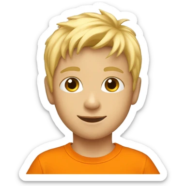 blonde kid dance with orange t shirt  sticker