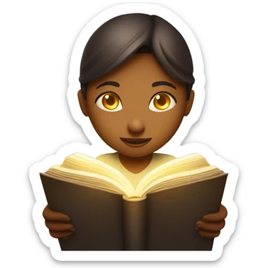 A girl reading the Bible with light coming from it sticker