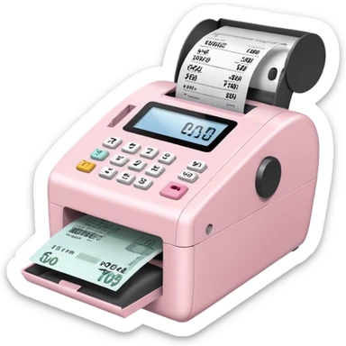 Light Pale Pink receipt machine portable for TAX sticker