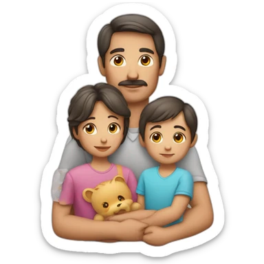 Una familia de un padre, una madre y dos niños sticker