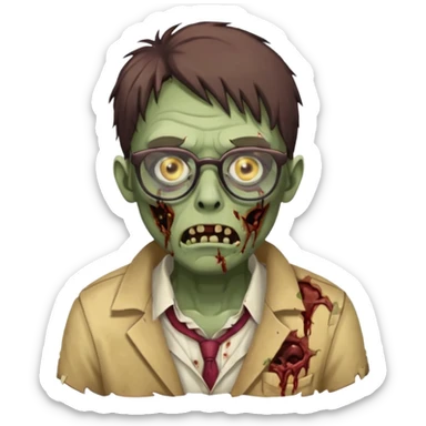zombie wtih glasses  sticker