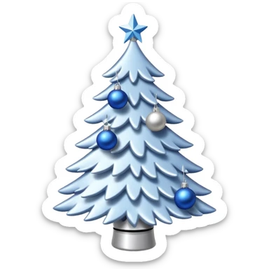 White christmas tree with blue and silver decoration sticker