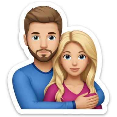Shakira with blue eyes and her husband  Gerard pique holding her in his arms  sticker