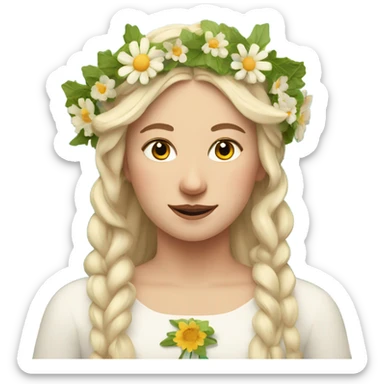 Midsommar look. White blonde woman who is a May Queen with flowers in her hair  sticker
