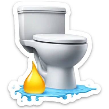 A toilet squirting water out of the lid sticker