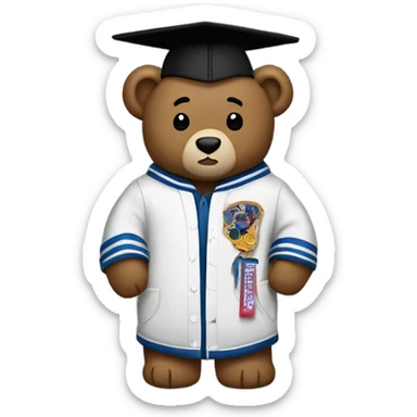Kanye Graduation Bear with letterman jacket sticker