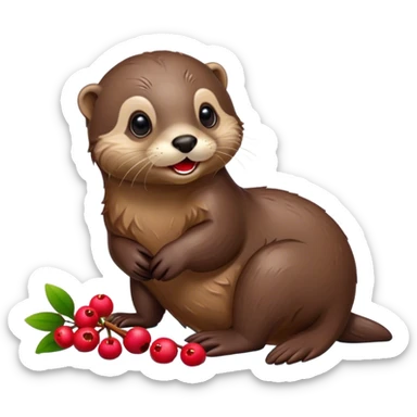 Otter with berries  sticker