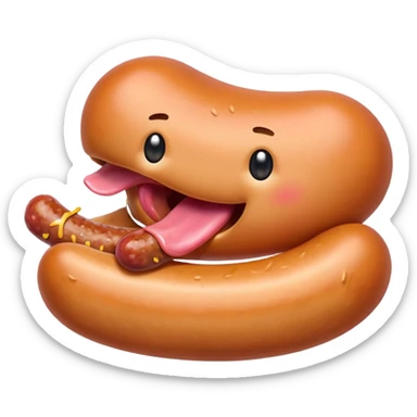 Mouth eating a sausage sticker