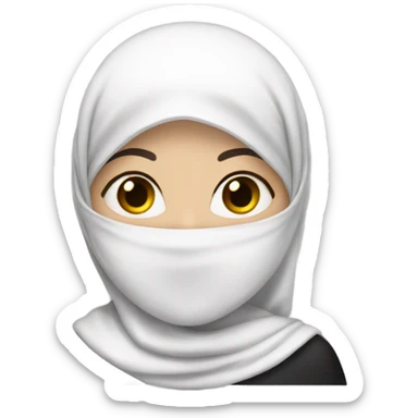 Girl with black hijab, dark eyes and white skin sticker