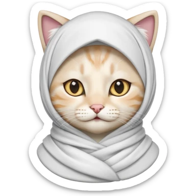 Hijab Cat, white coat. sticker