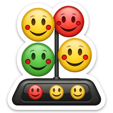 A statisfaction scale with three smileys (red, yellow, green) sticker