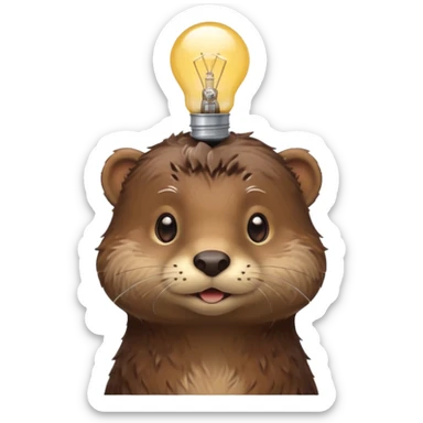 otter with lightbulb on the head sticker