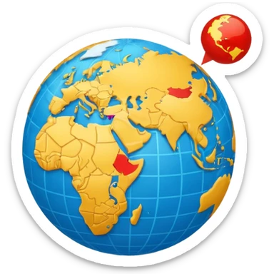 Create a realistic emoji of a text flying around an earth ball. the text includes multiple languages or language signs sticker