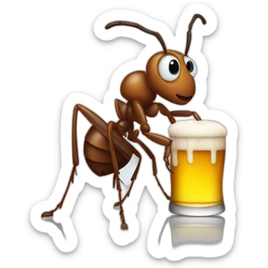 Ant with beer sticker