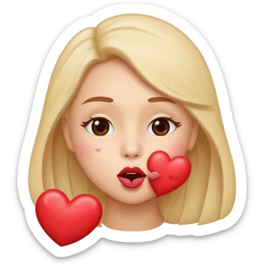 A cute circular blowing a smooch kiss with heart and little bite on the lower lip sticker