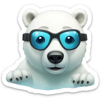 cute polar bear in water with goggles sticker