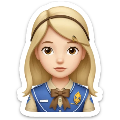 scout girl with bow on straight hair sticker