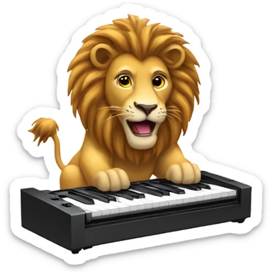 lion playing on a synthesiser  sticker