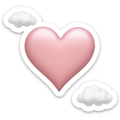 light pink heart with three white clouds sticker
