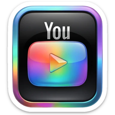 youtube logo, black and iridescent  sticker