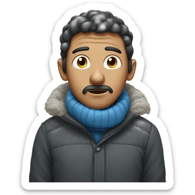 Man with super wide eyes sniffing snow sticker